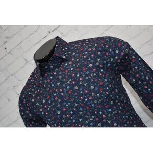 Express Shirt Mens Size Small Extra Slim Fit Blue Floral Dress Button Down